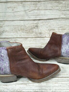 Freebird Brown And Purple Leather Zipper Closure Western Style Boots Women Sz 5